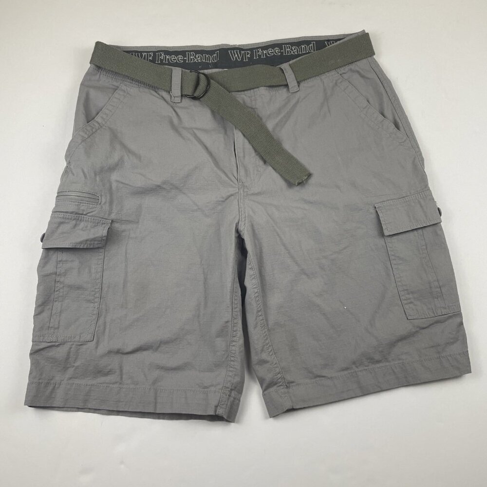 Wearfirst Free Band Cargo Shorts Mens 40 Gray Belted Ripstop Hiking Outdoor